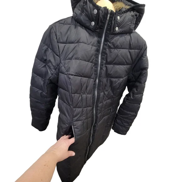 Denver Hayes Lightweight Puffer Jacket Black Hooded Winter Warm Women’s Large - Picture 8 of 17